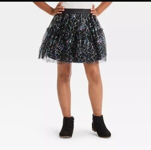 New Cat and Jack  halloween spiderweb rainbow metallic tutu skirt size L